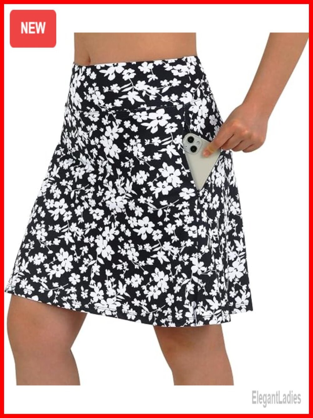 Women's Skort 20" Knee Length Tennis Golf Pickleball High Waisted with Zipper
